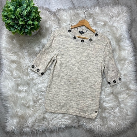 Chanel Cashmere‎ Speckled Short Sleeves Boatneck Sweater - Picture 1 of 14